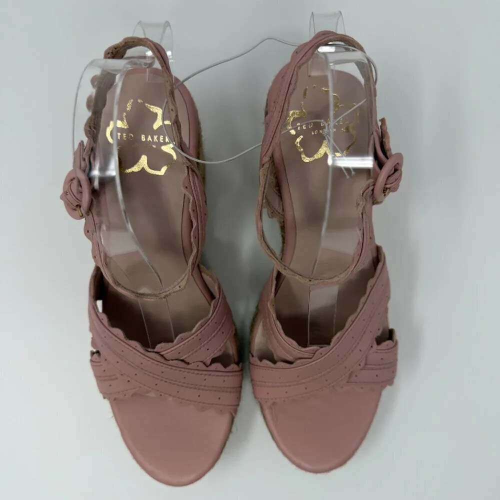 Ted Baker London Taymie Espadrille Wedge Sandals Women's 40 US 9.5 Pink NWOB